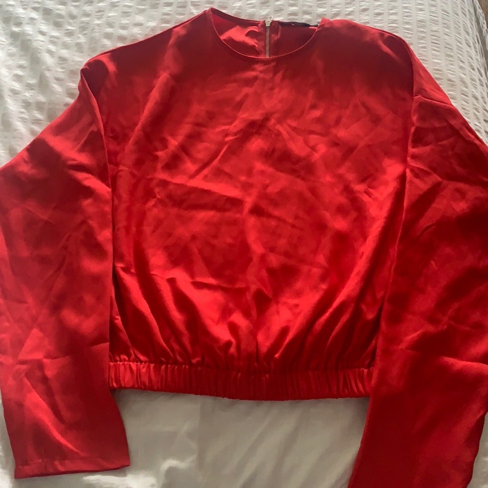 Red Cropped Long Sleeve